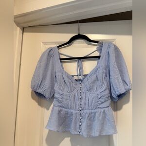 Astr cornflower blue puff sleeve top size xs